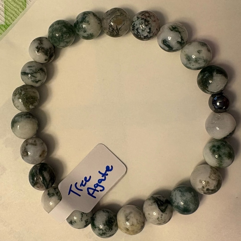 Tree Agate Beaded Bracelet